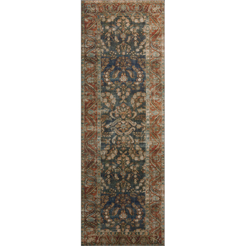 Tapis bleu marine / épice Chris Loves Julia x Loloi Jules, Rectangle 5 pi x 7 pi 6 po