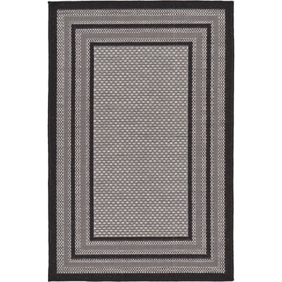Outdoor Veranda Area Rug Black and Gray Color