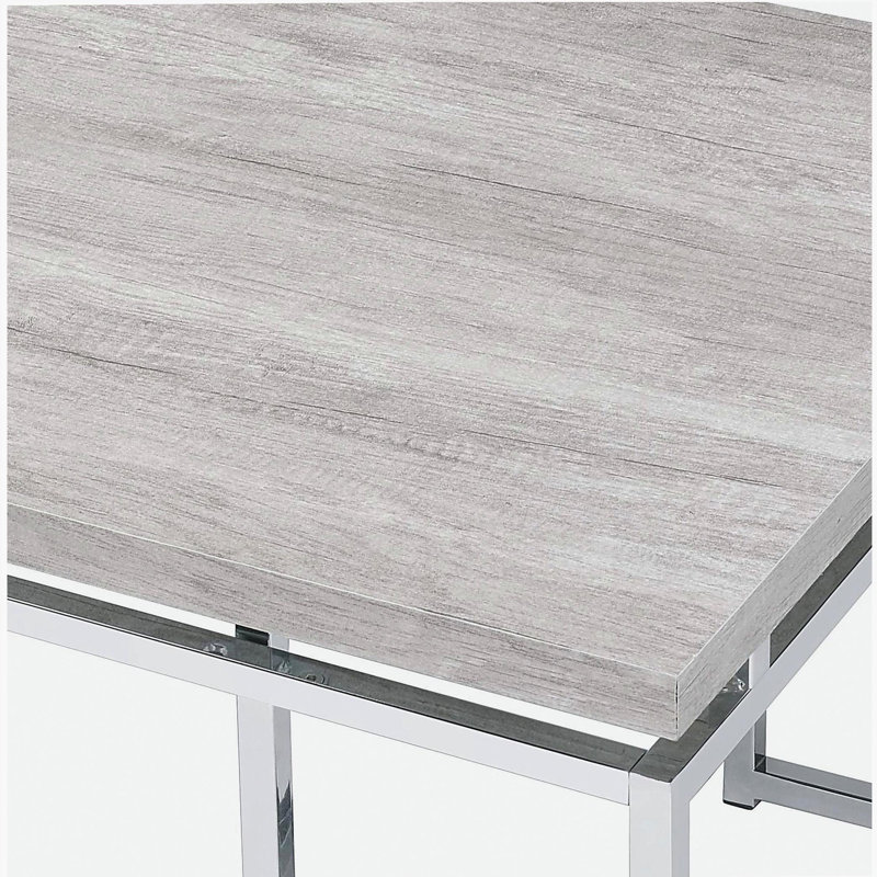 Table basse en chêne naturel et chrome avec base en métal