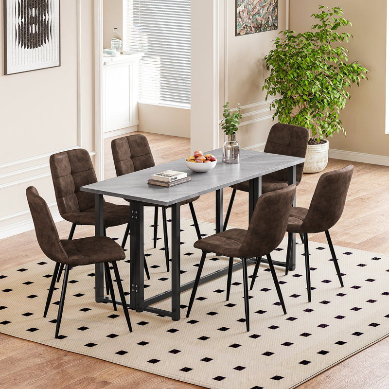6 - Person Dining Set, Brown