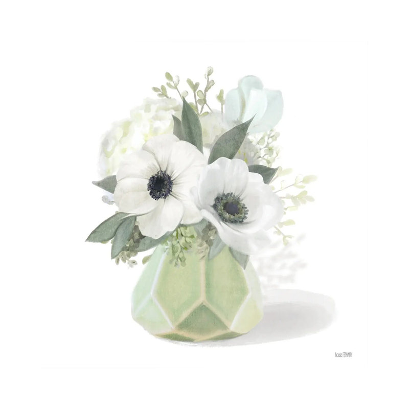 Posies In Green by House Fenway - Wrapped Canvas Print, 66.04 cm H x 66.04 cm W x 3.175 cm D