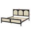 Très grand lit plateforme en bois rehaussé par une tête et un pied de lit en rotin-806732271-806732264