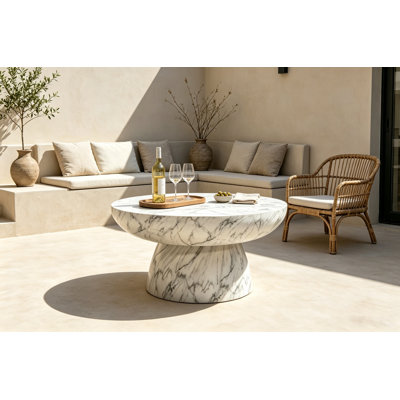 Table basse en faux marbre MGO pour une utilisation intérieure et extérieure