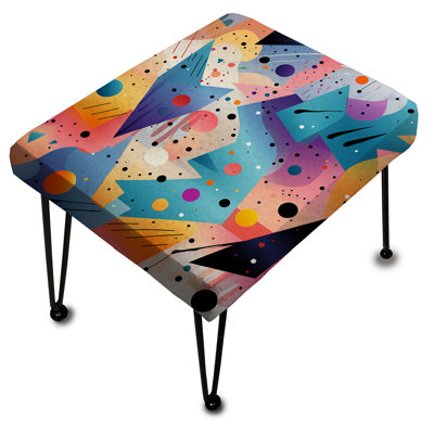 Multicolor Funky Cool Geometric Shapes Pattern - Geometric Rectangle Ottoman
