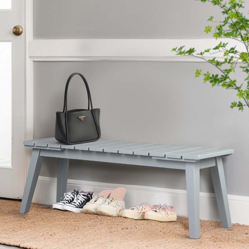 45-Inch Solid Wood Backless Outdoor Bench, Gray
