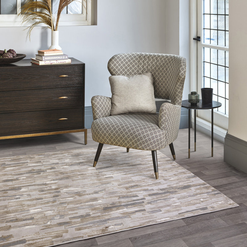 Luxurious Beige Abstract Modern Easy To Clean Rug For Dining Room Bedroom & Living Room, Rectangle 200 x 290cm