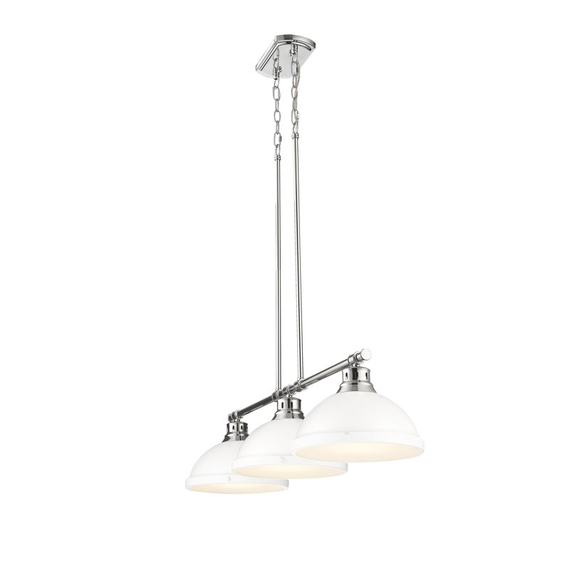 Laramy 3-Light Linear Pendant, Matte White, Chrome