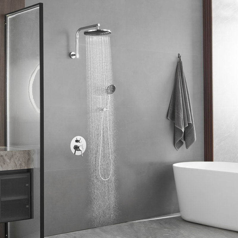 Système de douche complet avec valve brute, Chrome poli