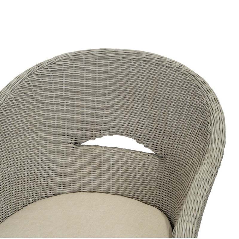 Chaise de salle à manger d'extérieur avec coussin, ensemble de 2, beige + gris cendré + naturel