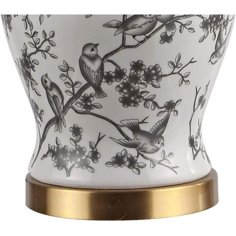 Lampe de table en céramique grise / blanche