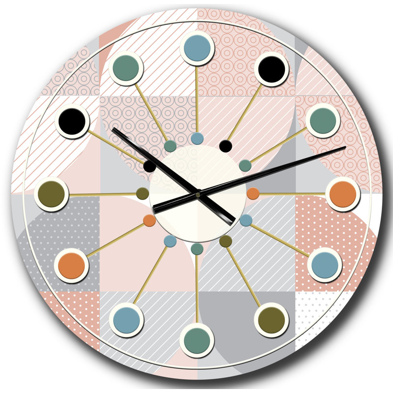 Horloge murale ronde Mid-Century, Grand