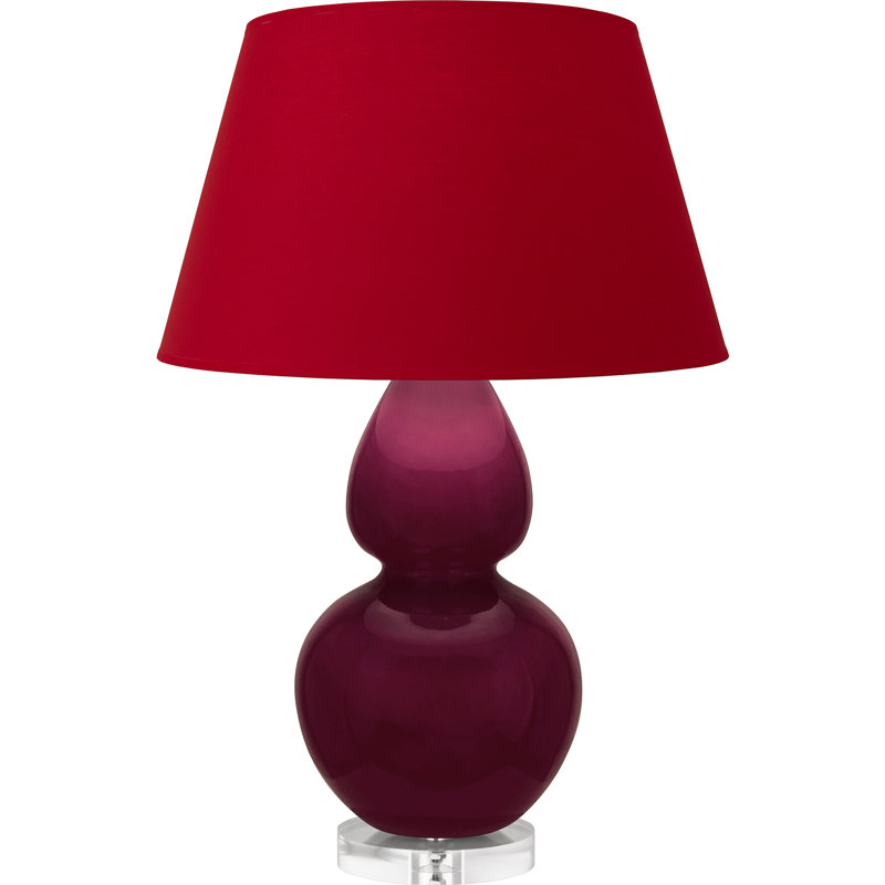 Double Gourd Table Lamp, Navy with Gray Lining, Sugar Plum Glazed/Silver