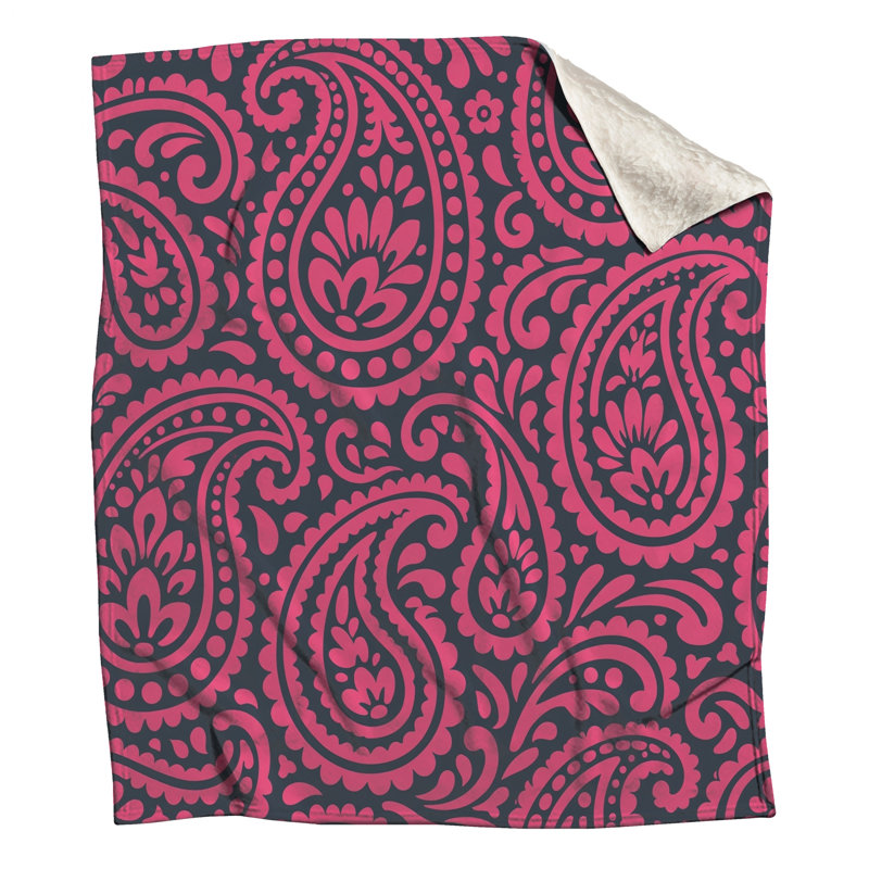 Couvertures roses à motif cachemire, 60in W x 80in H