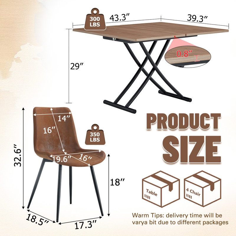 Ensemble de table de salle à manger 4 personnes, table pliante avec base en métal, table de salle à manger avec chaises