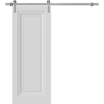 Porte de grange | Essentiel 1111 blanc | Ensemble de quincaillerie lourde pour rail 8 pi | Portes intérieures solides
