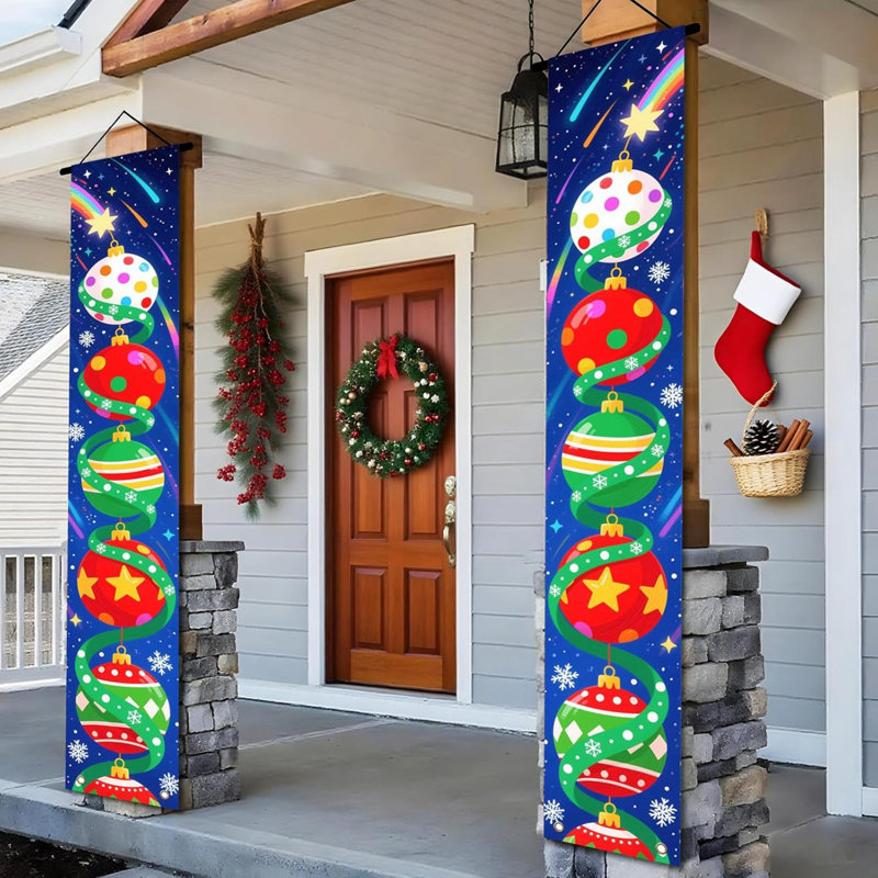 Merry Christmas Doors Banner Ball Porche sign for Christmas Front Front