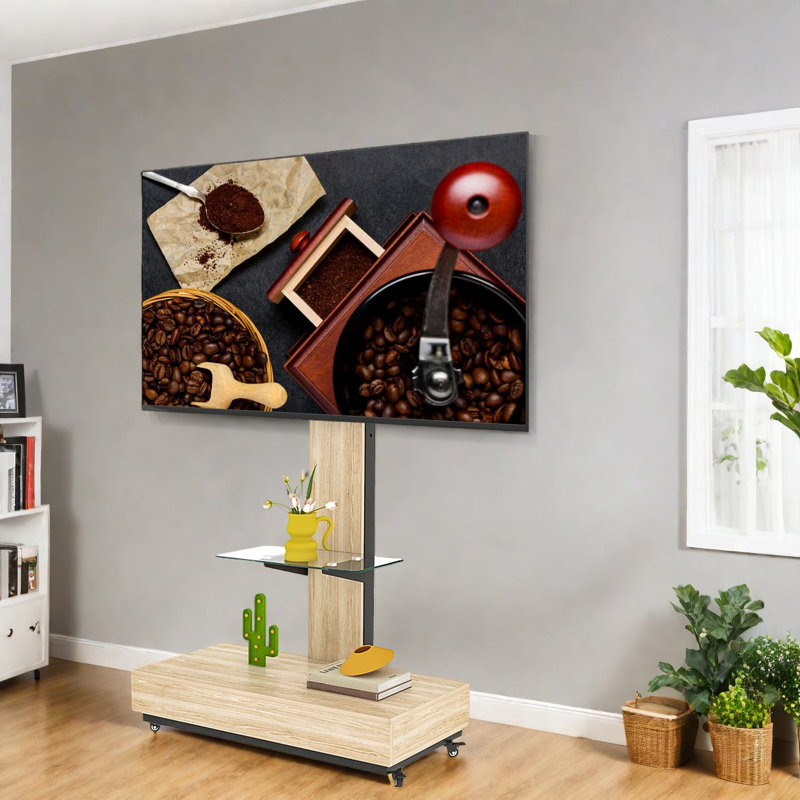 Meuble télé ajustable en bois et métal avec rangement pour la maison et les bureaux