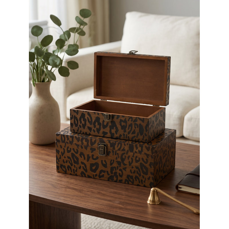 S/2 Wood Box L:12x7x4.5" S:10x6x3.5"