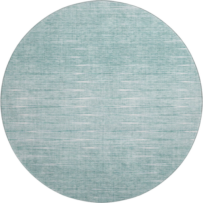 Premium Machine Washable Prisco Aqua Rug, Round 8'