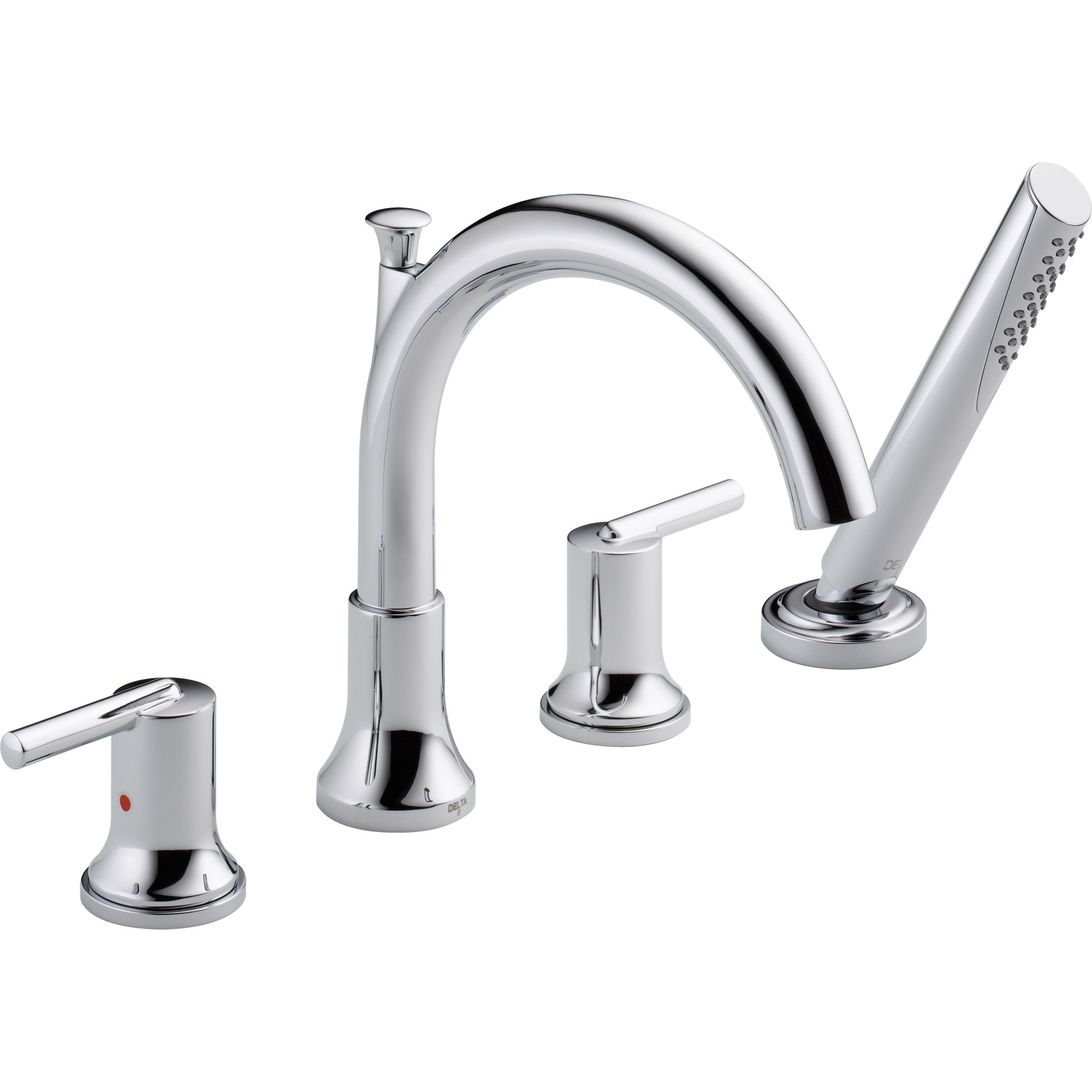 Trinsic Double Handle Deck Mounted Roman Tub Faucet Trim with Handshower, Chrome