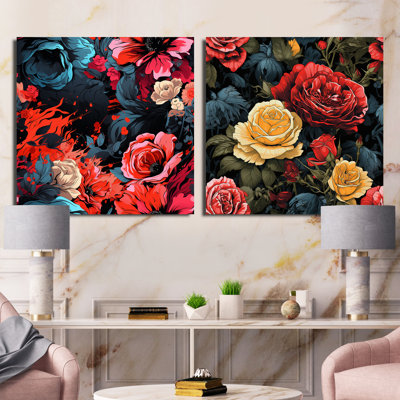 Sylvere - Ensemble de 2 collages floraux carrés