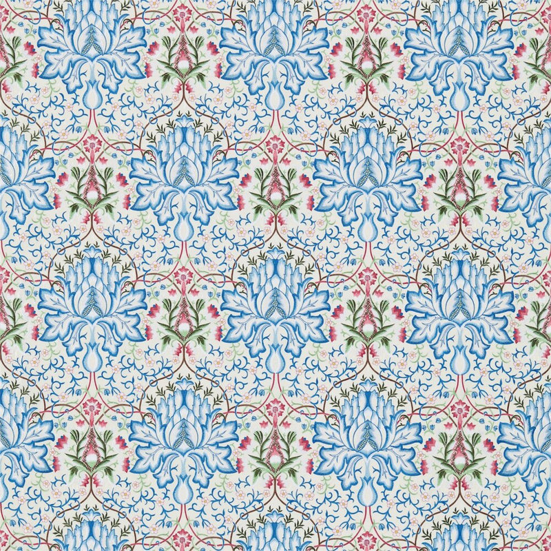 Artichoke Fabric, Peacock/Cream