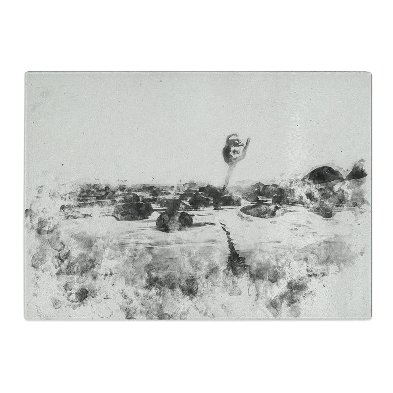 Tempered Glass Dancing upon the Beach Chopping Board, 20 cm x 28.5 cm
