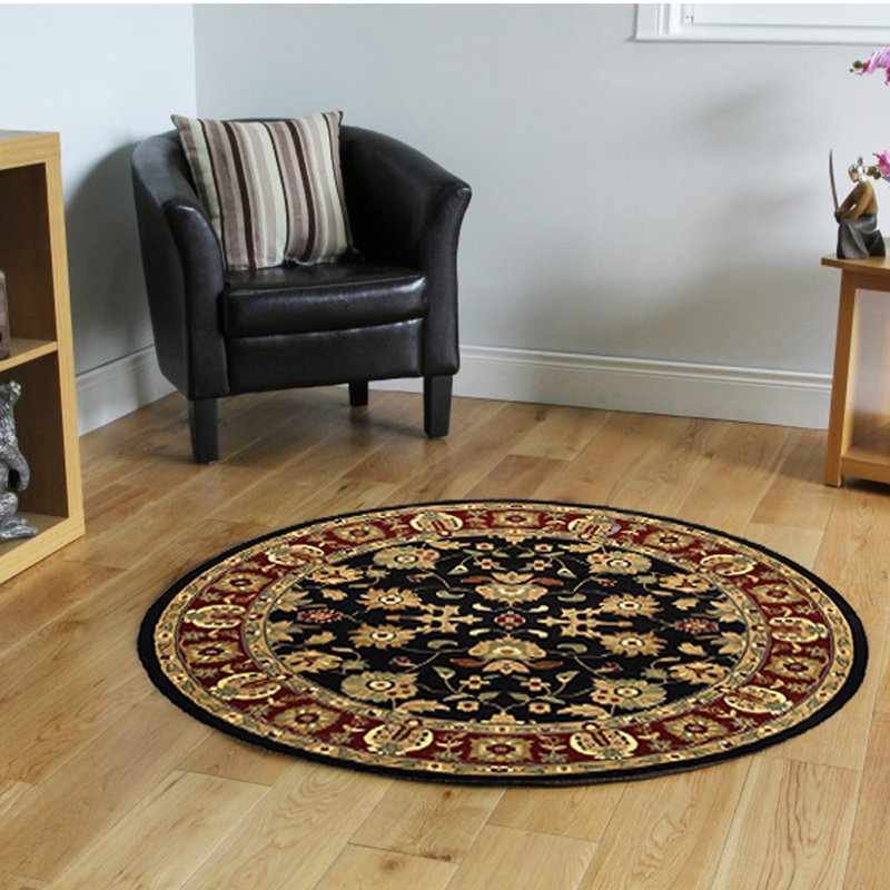 Tapis oriental noir / rouge Rowena, Rond 6 pi 2 po