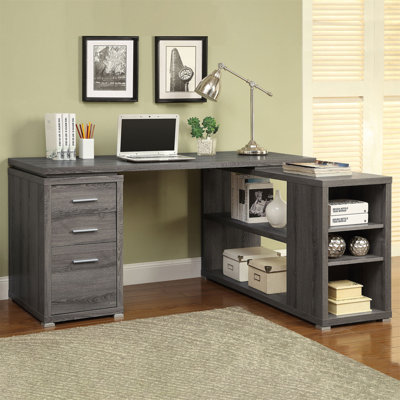 Tona Weathered Grey 3-Drawer L-Shape Desk