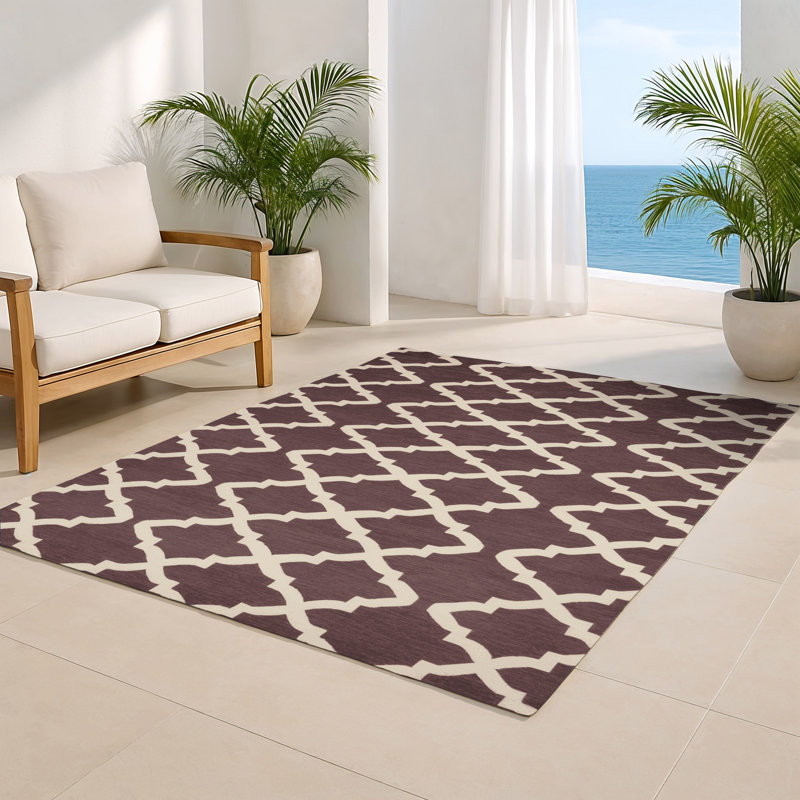Tapis brun intérieur et extérieur Trellis, Rectangle 5 pi x 7 pi