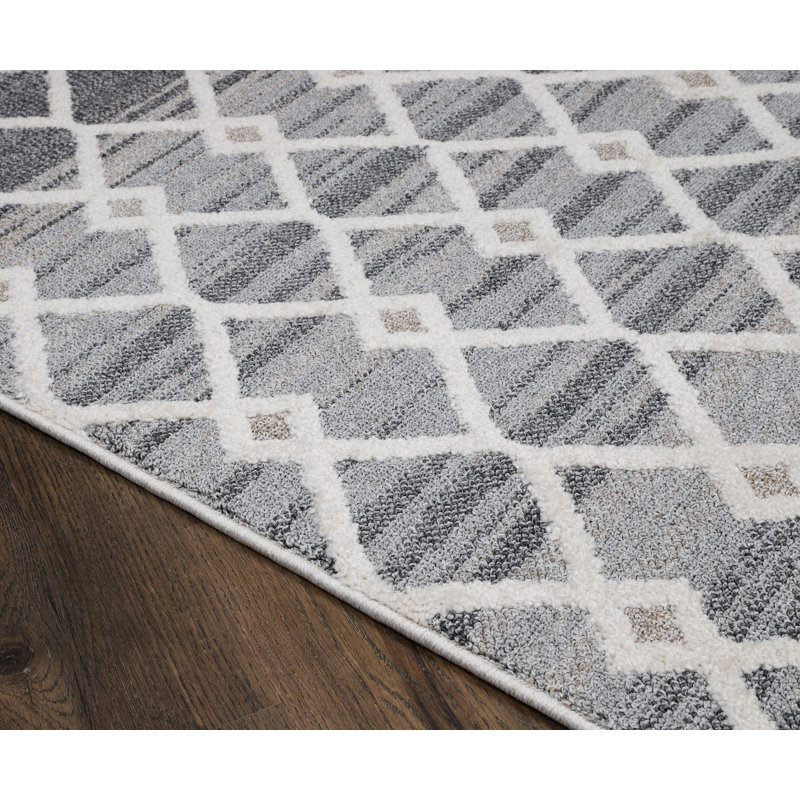 Tapis gris / crème Saltville, Rectangle 5 pi 2 po x 7 pi 5 po