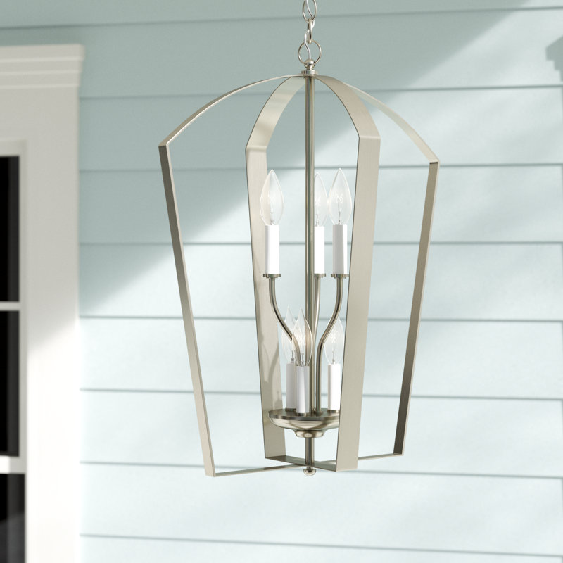 Lustre géométrique à 6 lumières Carilynn, Nickel brossé