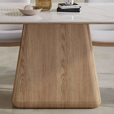 Table de salle à manger rectangulaire moderne en bois massif fritté