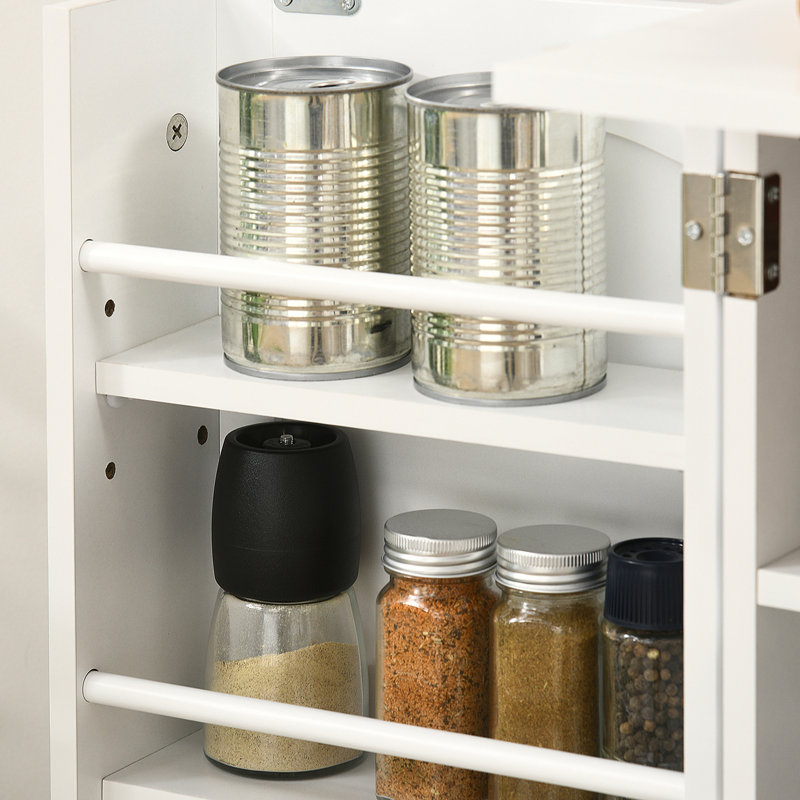 Armoire de rangement pour garde-manger avec 5 tablettes et 12 compartiments à épices - Rangez votre vaisselle, vos livres de cuisine, vos casseroles et vos poêles. Intérieur blanc. Convient à la vaisselle, aux livres de cuisine et aux bocaux.