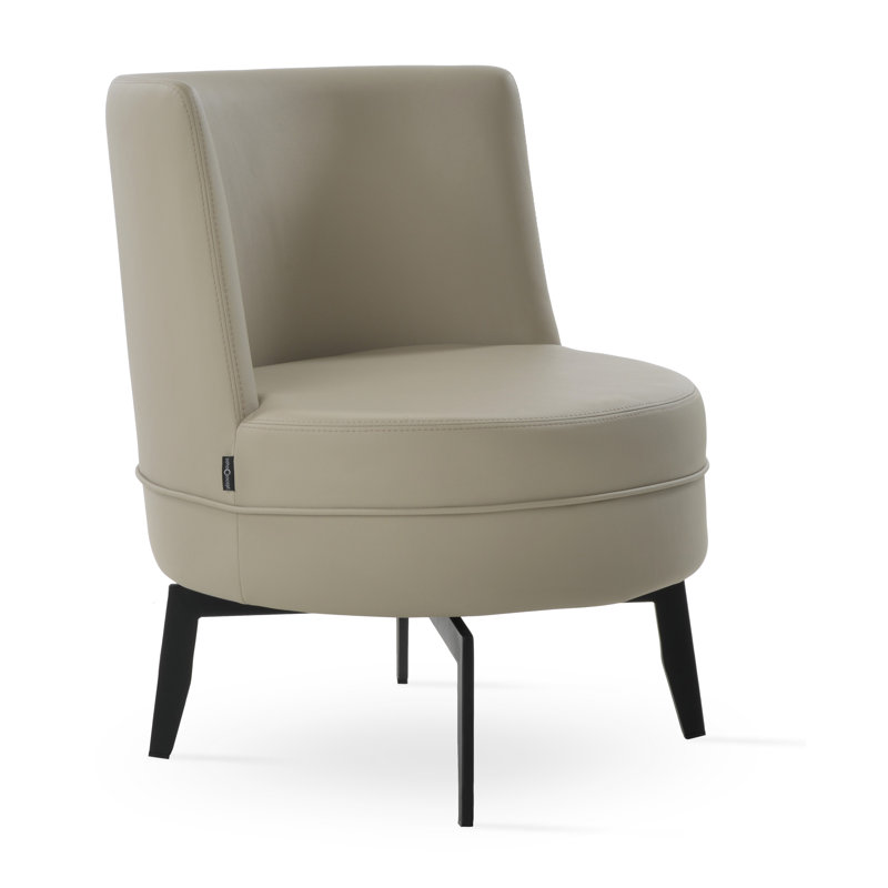 Hilton 24.5" Wide Barrel Chair, Light Gray Faux Leather
