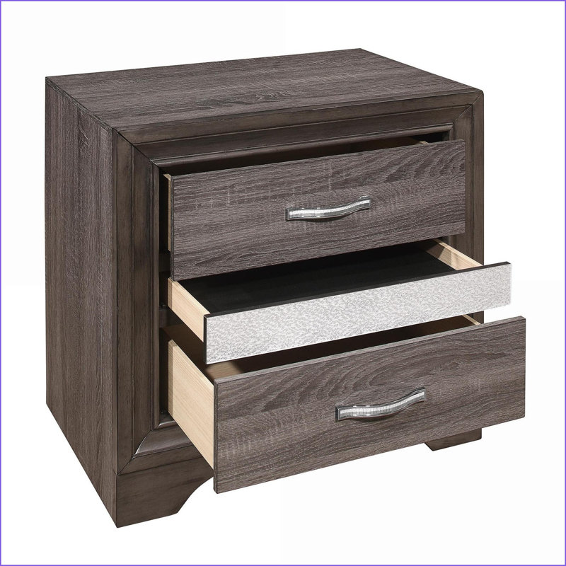 Table de chevet à deux tons Glam avec tiroir à bijoux caché & amp; Poignées chromées - sans assemblage