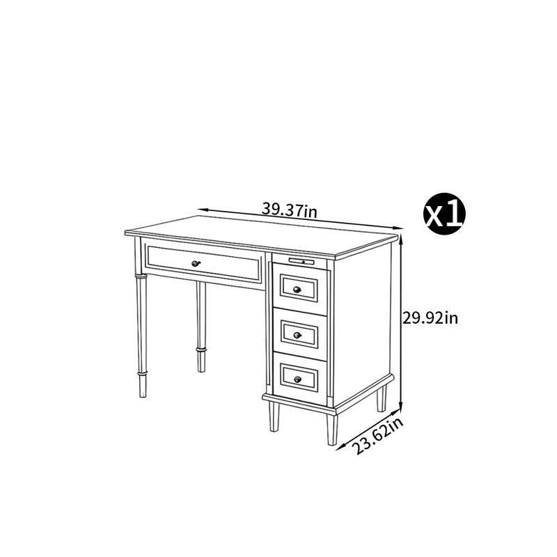 Petit bureau de style moderne, H 29,92 po x l 39,37 po x P 23,62 po