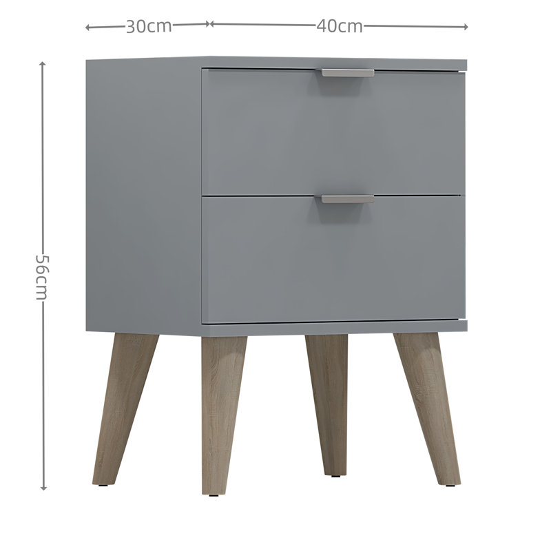 Gordes 40cm W Bedside Table, Grey