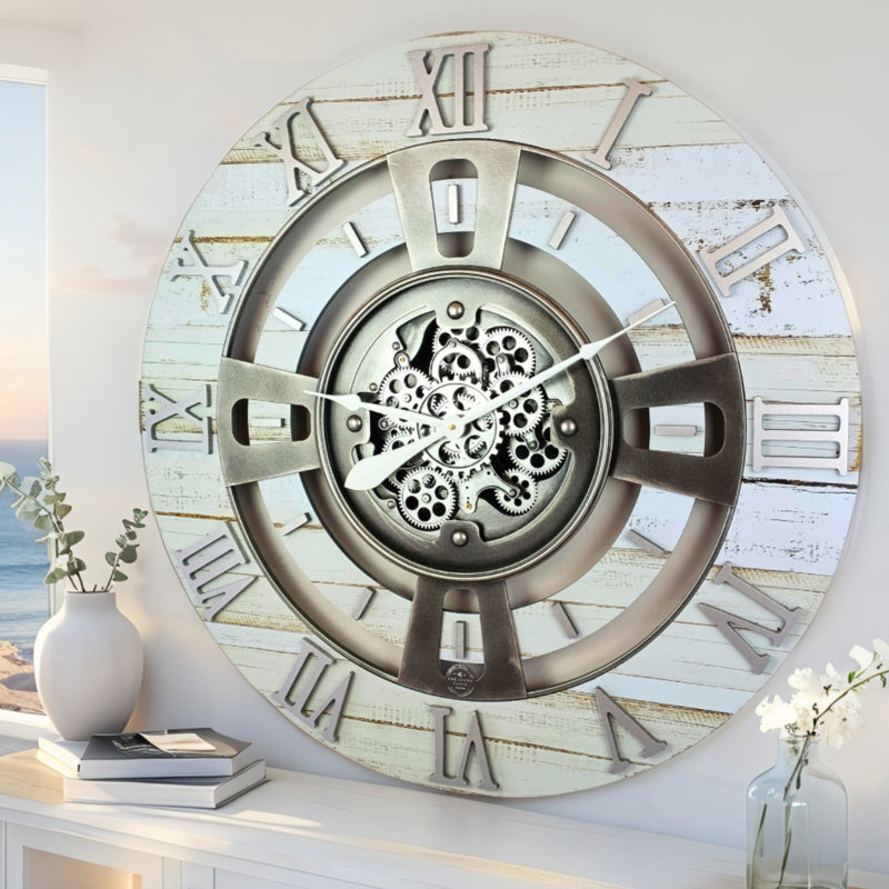 Horloge murale 36 "surdimensionnée pour le salon, Beige désert