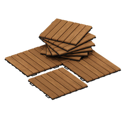Ermont 12.01'' L x 12.01'' W Wood Interlocking Deck Tile in Honey Oak