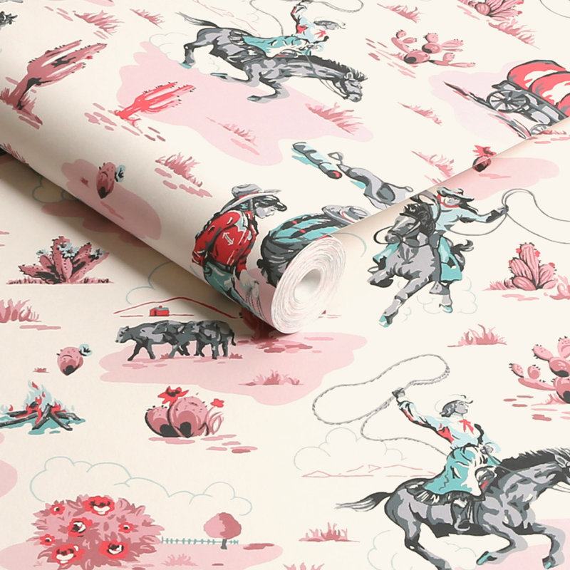 Cath Kidston Cowgirls Kids Wallpaper, Pink