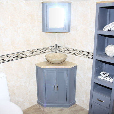 Amergin 550 mm Freestanding Single Vanity with Vessel Stone Basin