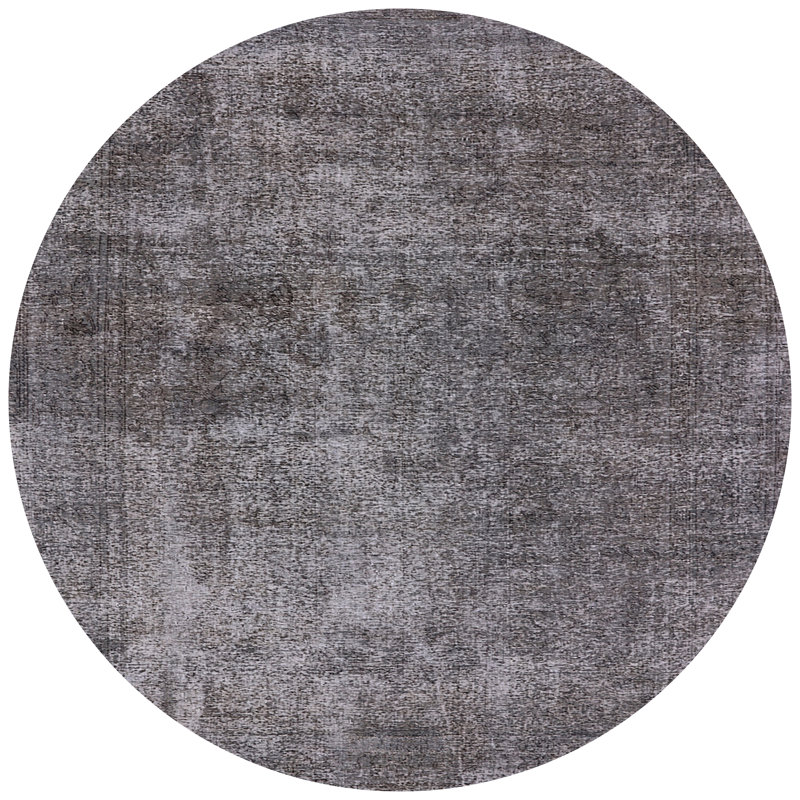 Tapis gris à motif abstrait Thaney, Rond 7 pi