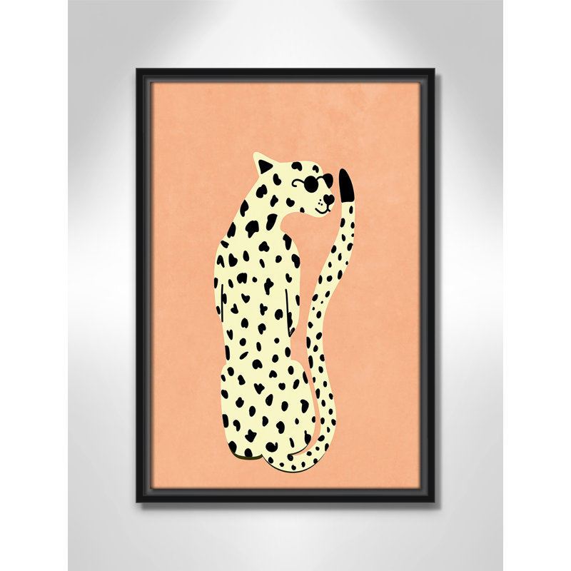 Motif de guépard «Cool» par Oltmanns, L 13,5 po x H 19,5 po, Framed Canvas, Black Floater