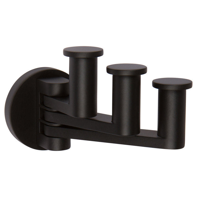 Kubic Pivoting Triple Robe Hook, Matte Black