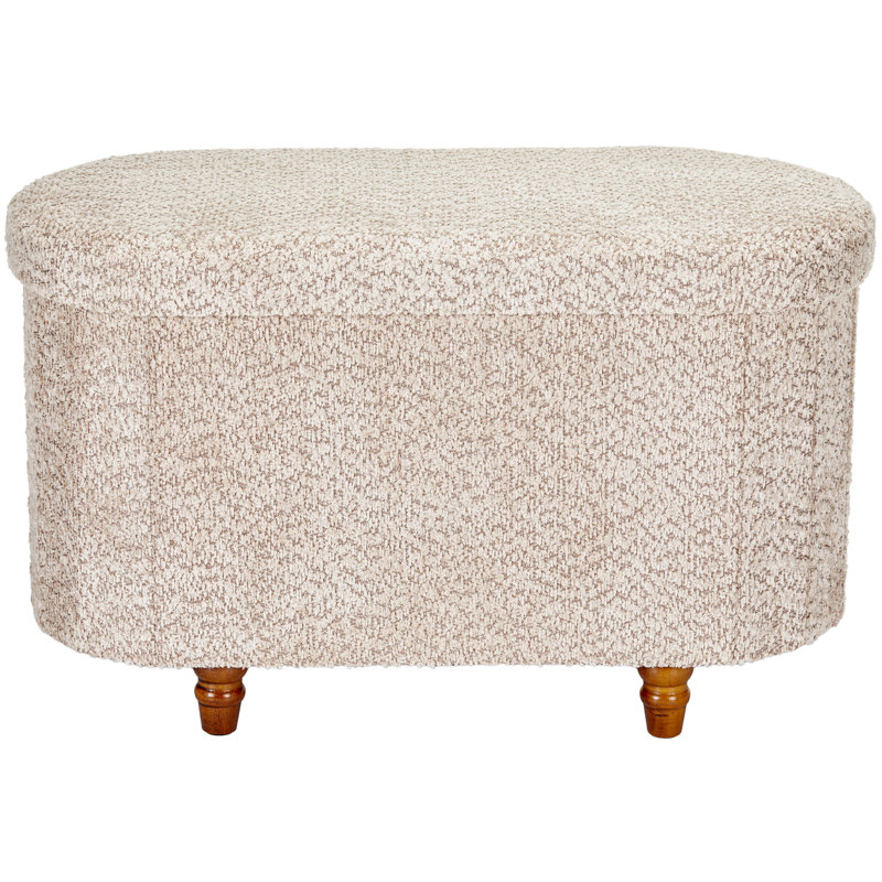 Diwansi Boucle Storage Ottoman Bench with Hinged Lid, Light Brown Upholstered Bedroom Bench, 30-Inch