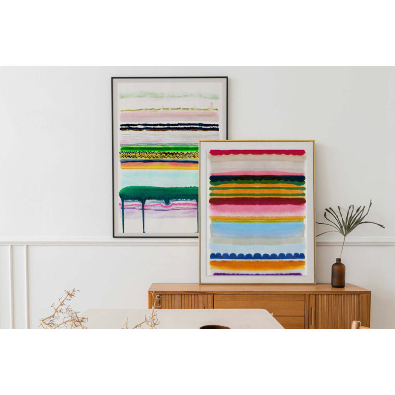 Heartbeat Stripe By Kristi Kohut, White Wood, 18" H x 24" W