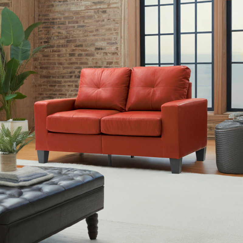 Causeuse modulaire Worthen en similicuir, Rouge