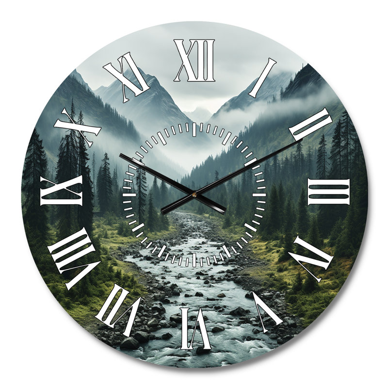 Horloge murale Canada Misty Mountains - Paysages, Médium
