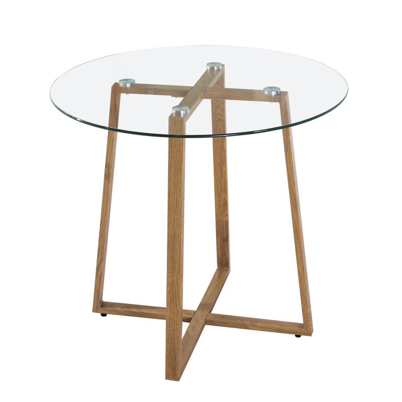 Nero 4 -Person Glass Dining Set, White, Brown
